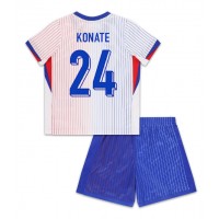 Camisa de Futebol França Ibrahima Konate #24 Equipamento Secundário Infantil Europeu 2024 Manga Curta (+ Calças curtas)